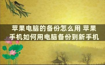 苹果电脑的备份怎么用 苹果手机如何用电脑备份到新手机